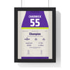 Jamie Chadwick Brands Hatch 2019 Motorsport Poster - Champion 55 Race Suit Print framed in a black frame, ready to hang