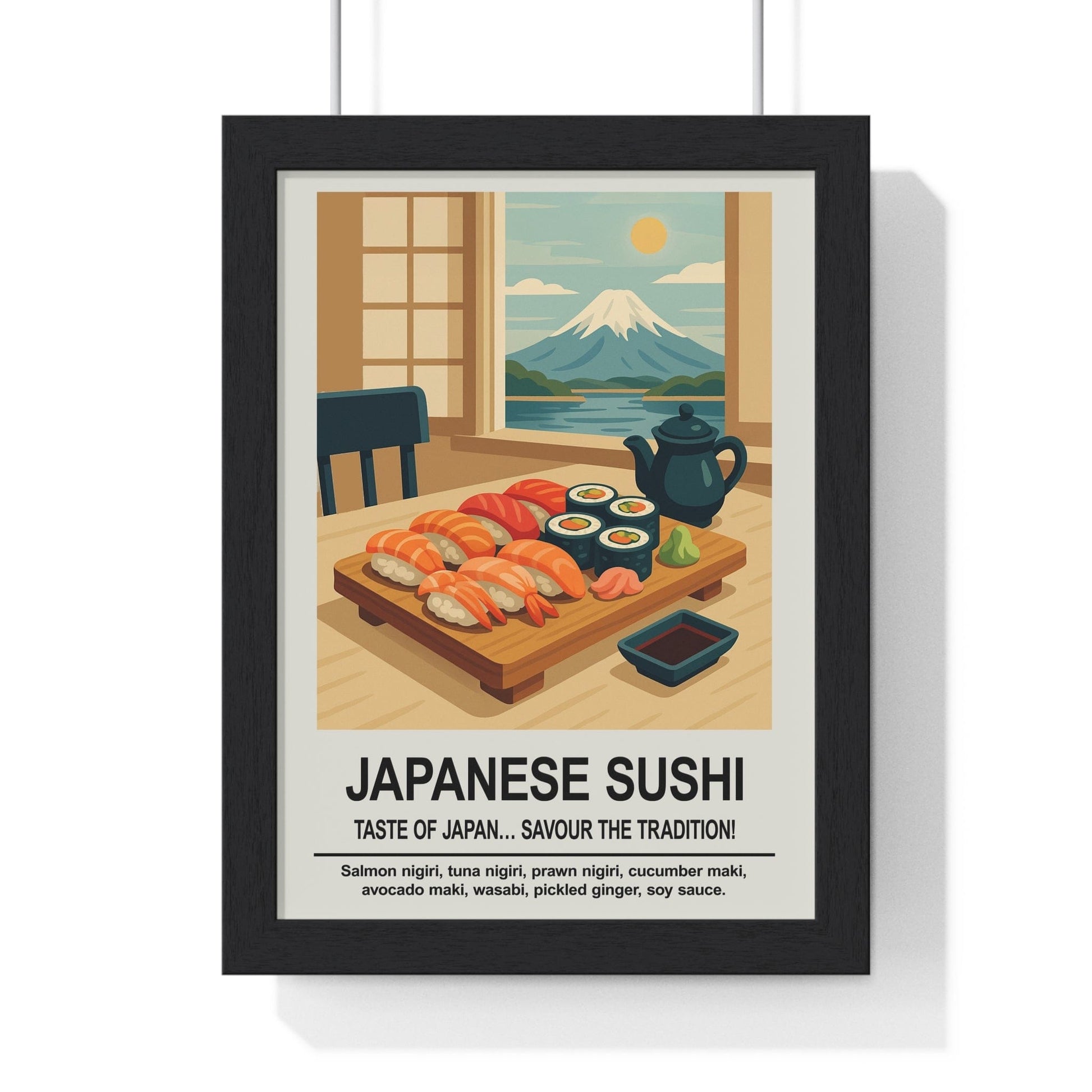Framed Japanese Sushi Kitchen - Japanese Food Print print