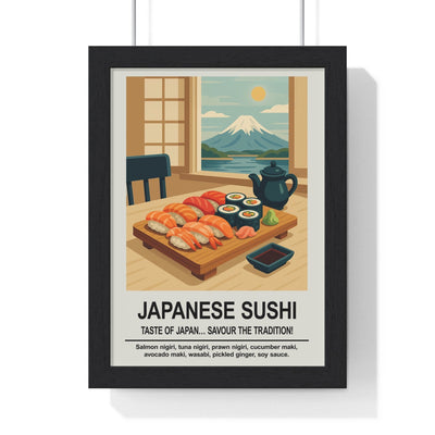 Framed Japanese Sushi Kitchen - Japanese Food Print print