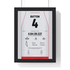 Jenson Button 2011 Canadian Grand Prix Win Poster - 4 Race Suit Print framed in a black frame, ready to hang