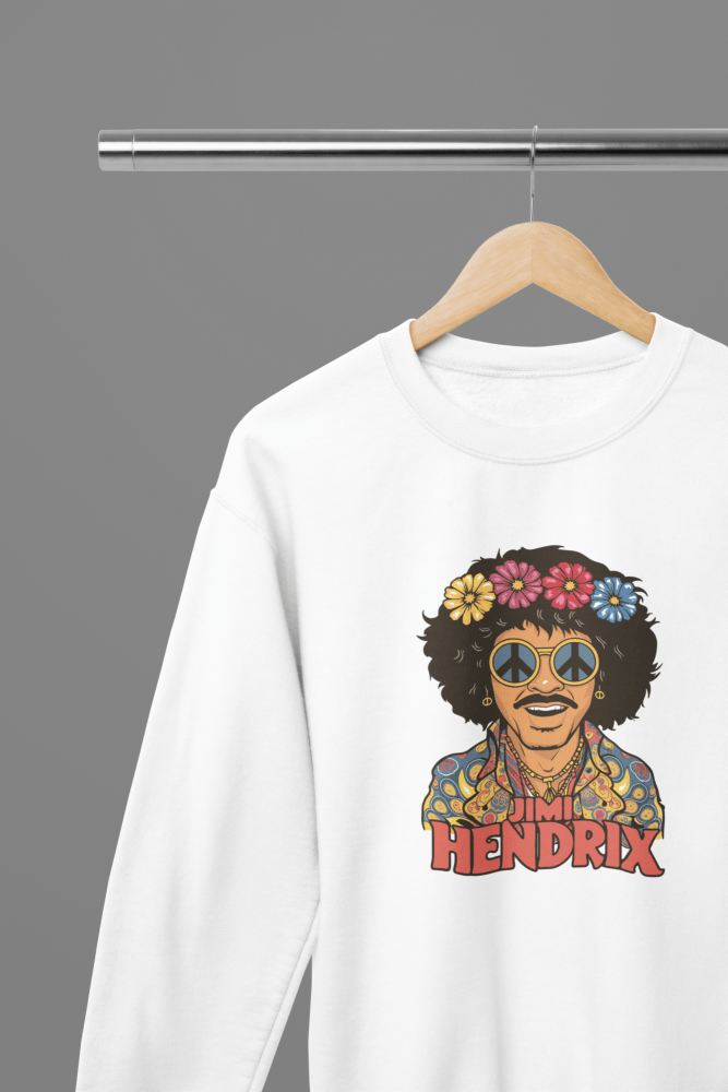 Jimi Hendrix T-Shirt/Sweatshirt - Poster Kingz - S - Design 2 Sweatshirt - White