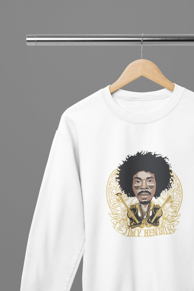 Jimi Hendrix T-Shirt/Sweatshirt - Poster Kingz - S - Design 3 Sweatshirt - White