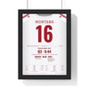 Joe Montana Super Bowl XXIV MVP Poster - San Francisco 49ers 16 Jersey Print framed in a black frame, ready to hang
