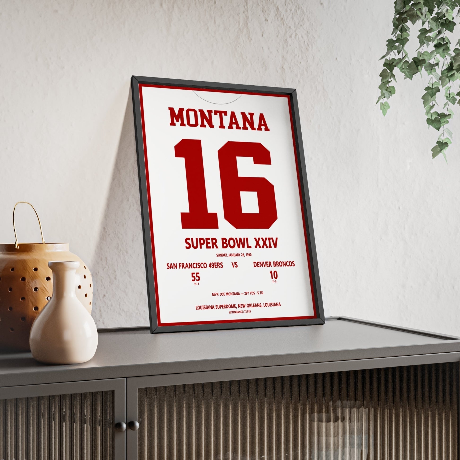 Framed Joe Montana Super Bowl XXIV MVP Print poster