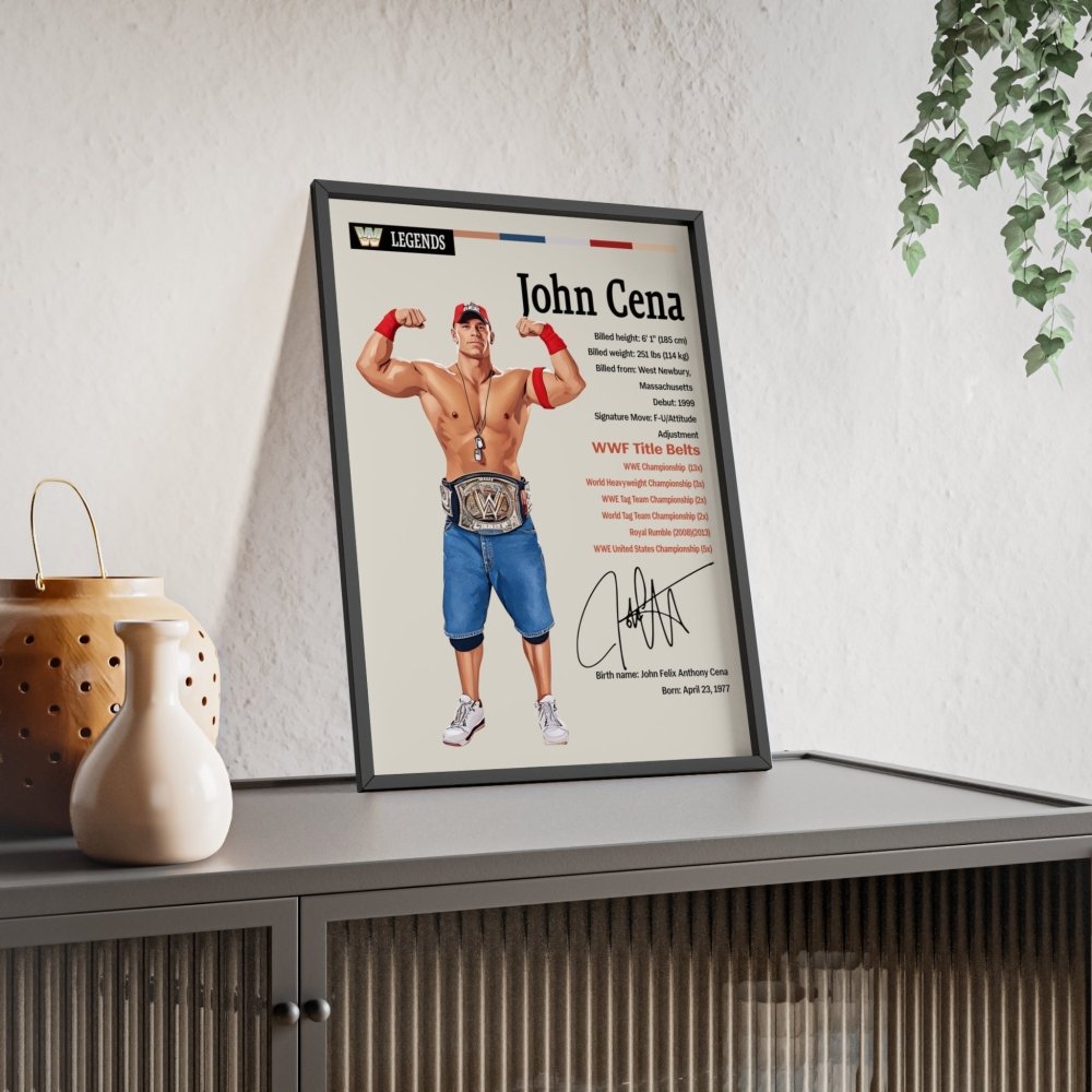 John Cena Wrestling Info Poster - Iconic Wrestler Career Highlights Art - Poster Kingz - A5 (unframed) - 