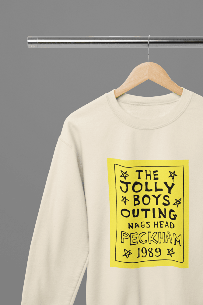 Black t-shirt with Jolly Boys Outing or Sweatshirt - Peckham 1989 Nags Head Tribute