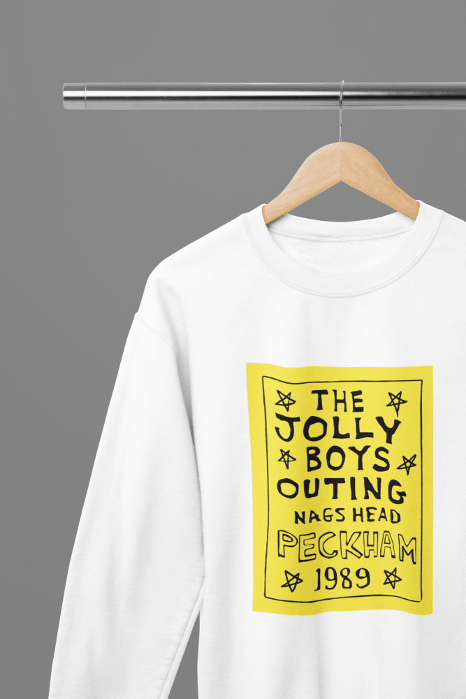 White t-shirt with Jolly Boys Outing or Sweatshirt - Peckham 1989 Nags Head Tribute