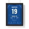 José Bautista 2015 ALDS Game 5 Home Run Poster - Toronto Blue Jays 19 Jersey Print framed in a black frame, ready to hang