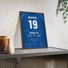 José Bautista 2015 ALDS Game 5 Home Run Poster - Toronto Blue Jays 19 Jersey Print framed and leaning on a sideboard