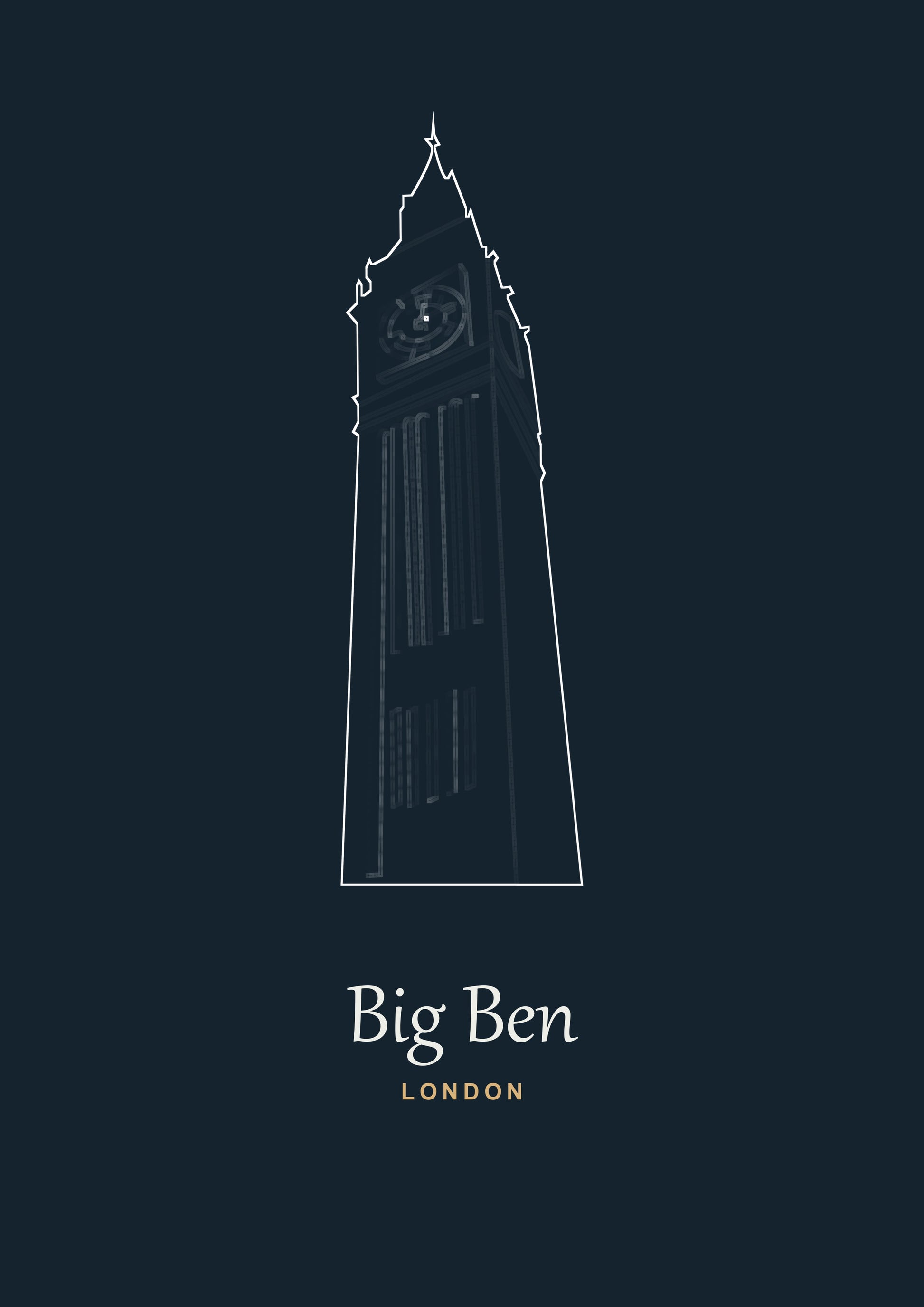 Personalised Big Ben Line Art Print | Custom Travel Poster