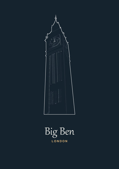 Personalised Big Ben Line Art Print | Custom Travel Poster