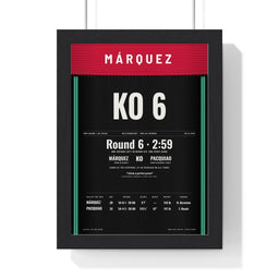 Marquez v Pacquiao 2012 Boxing Poster framed in a black frame, ready to hang
