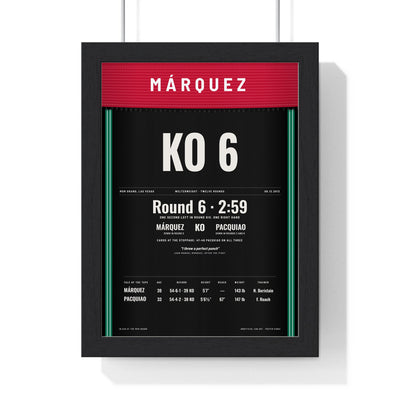Marquez v Pacquiao 2012 Boxing Poster framed in a black frame, ready to hang