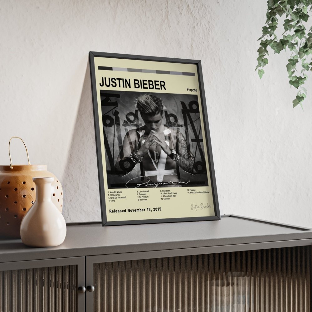 Justin Bieber Album Cover Poster - Poster Kingz - A5 (unframed) - White - Purpose