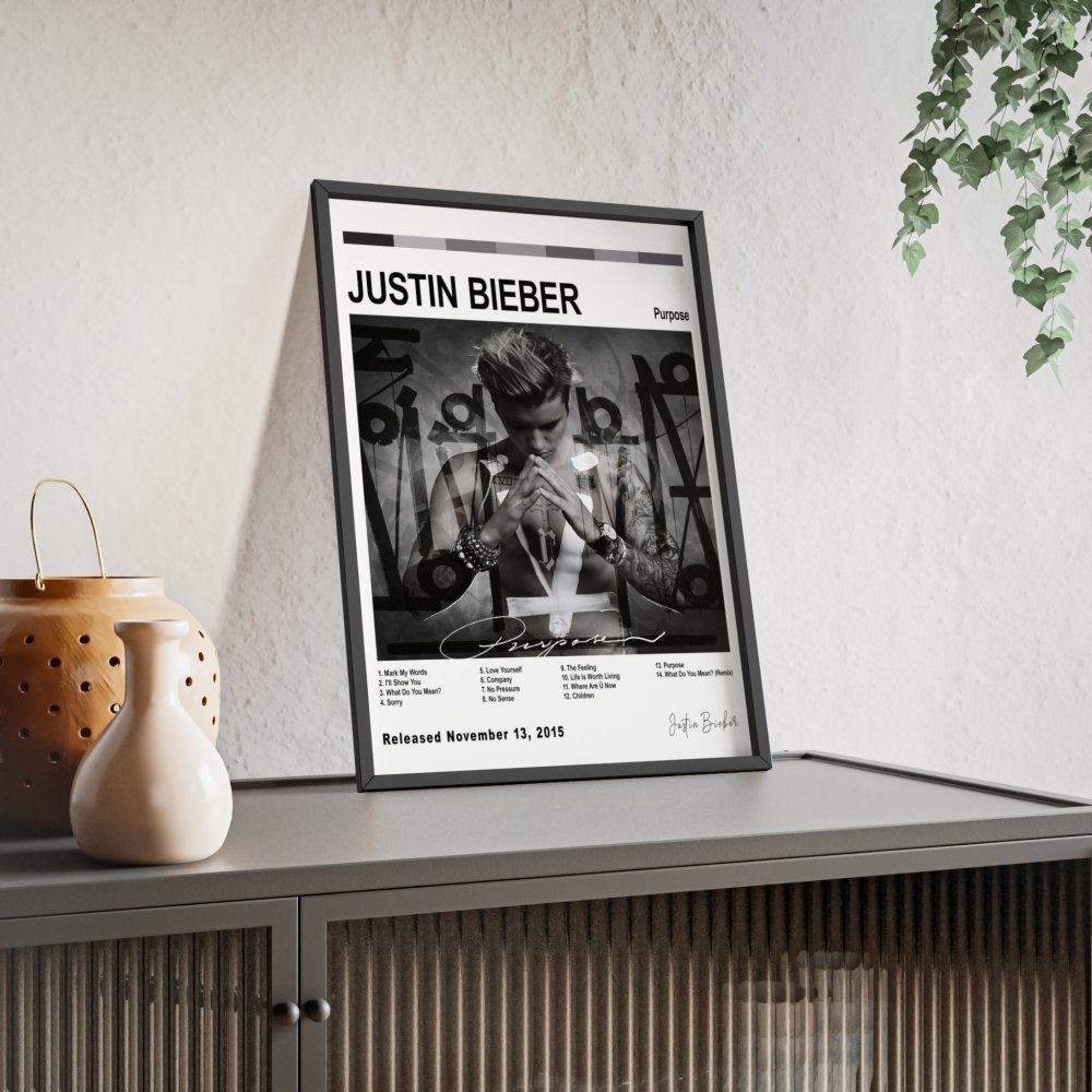 Justin Bieber Album Cover Poster - Poster Kingz - A5 (unframed) - White - Purpose