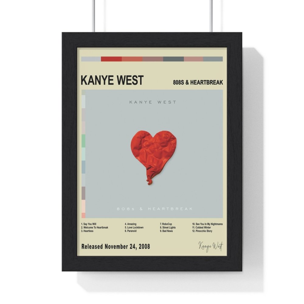 Kanye West Album Cover Poster - Poster Kingz - Album Cover Poster - A5 (unframed) - 808s & Heartbreak - Off White