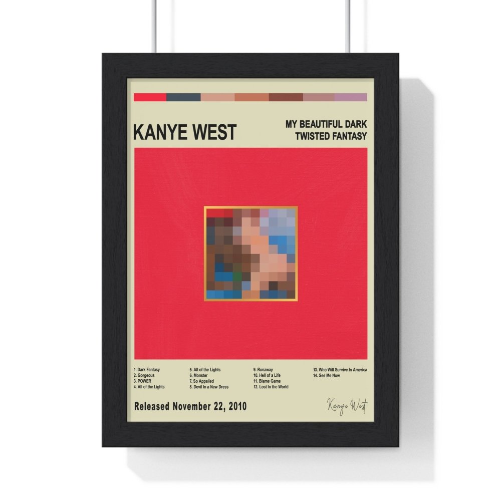 Kanye West Album Cover Poster - Poster Kingz - Album Cover Poster - A5 (unframed) - Dark Twisted Fantasy - Off White