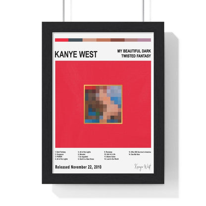 Kanye West Album Cover Poster - Poster Kingz - Album Cover Poster - A5 (unframed) - Dark Twisted Fantasy - White