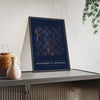 Kasparov's Immortal Chess print framed and leaning on a sideboard