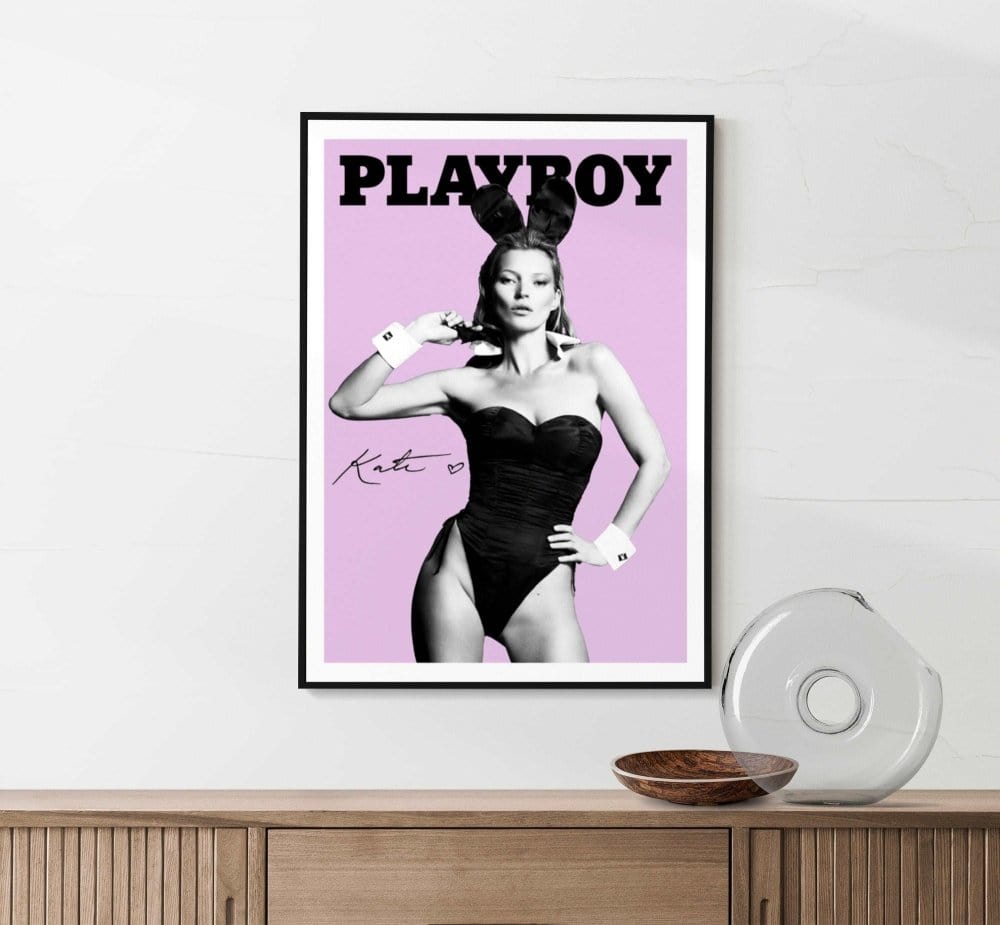 Framed Kate Moss bunny poster close-up