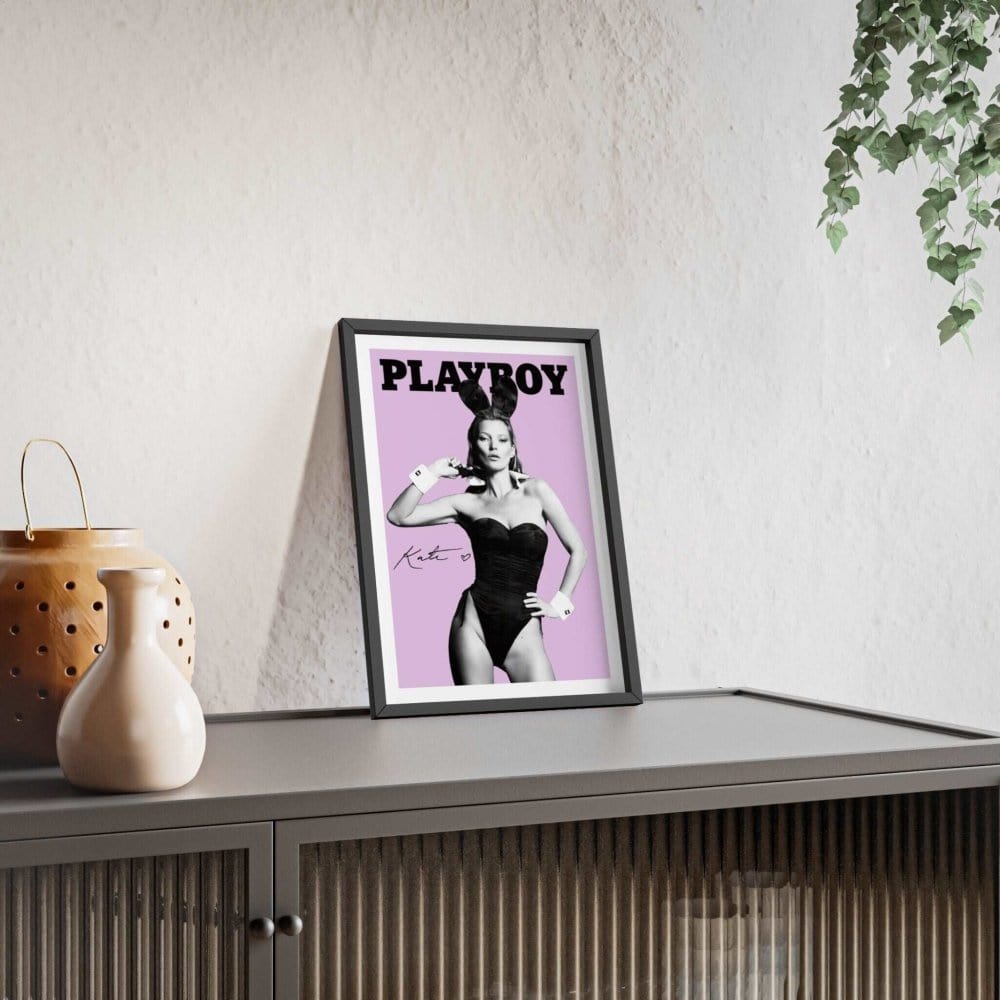 Framed Kate Moss bunny poster