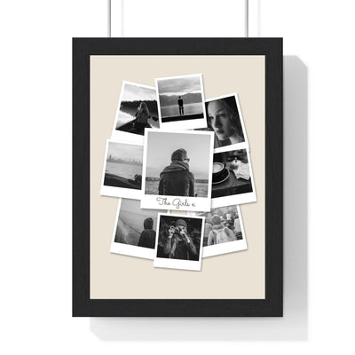 Personalised Polaroid photo collage print with scattered vintage-style Polaroid photos and handwritten message
