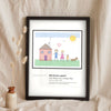 Personalised Kids Drawing Print - Lifestyle - leaning in a frame with dried flowers