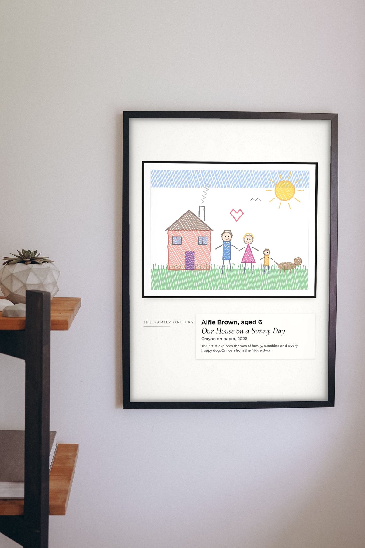 Personalised Kids Drawing Print - Lifestyle - hanging on a living room wall