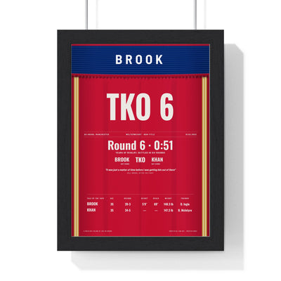 Brook v Khan 2022 Boxing Poster framed in a black frame, ready to hang