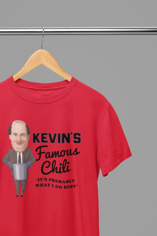 Blue t-shirt with Kevin's Famous Chilli Shirt - The Office Comfortable Cotton Blend back view