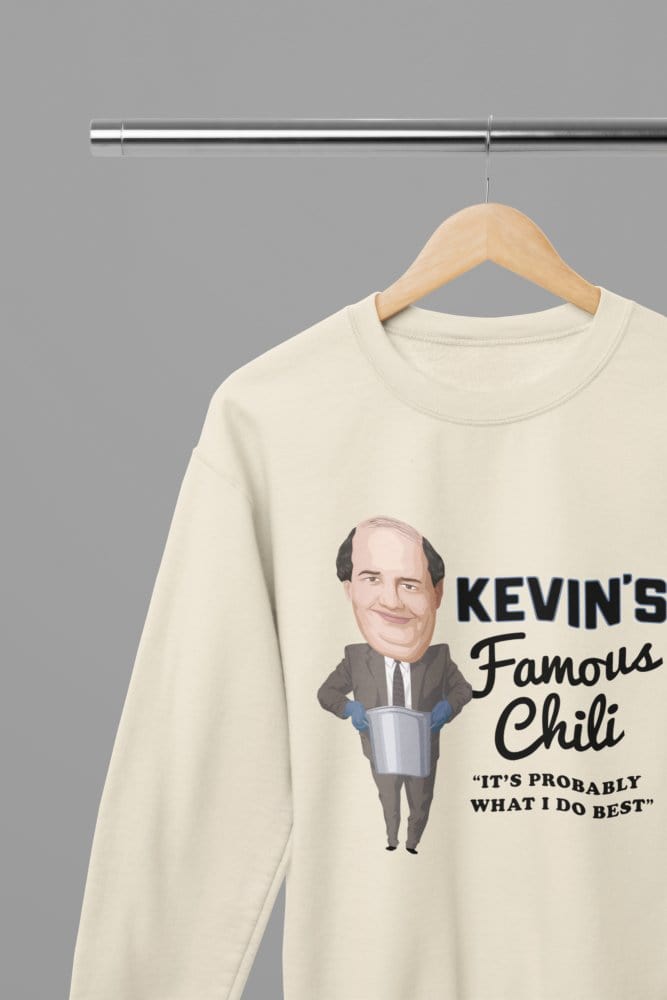 Sand t-shirt with Kevin's Famous Chilli Shirt - The Office Comfortable Cotton Blend flat lay