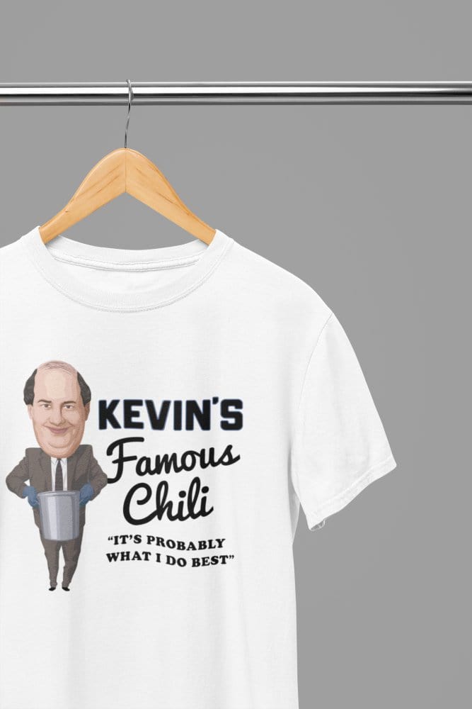 White t-shirt with Kevin's Famous Chilli Shirt - The Office Comfortable Cotton Blend