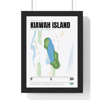 Kiawah Island 17th Hole White print framed in a black frame, ready to hang
