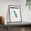 Kiawah Island 17th Hole White print framed and leaning on a sideboard