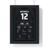 Kimi Antonelli 2026 Italian Grand Prix Win Poster - 12 Race Suit Print framed in a black frame, ready to hang