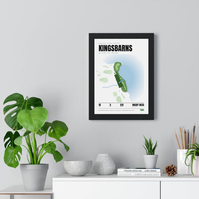 Kingsbarns 15th Hole White print framed on a living room wall
