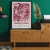 Framed Kingsholm Stadium Gloucester Rugby map print wall display