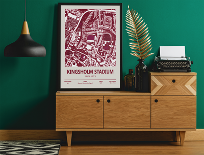 Framed Kingsholm Stadium Gloucester Rugby map print wall display