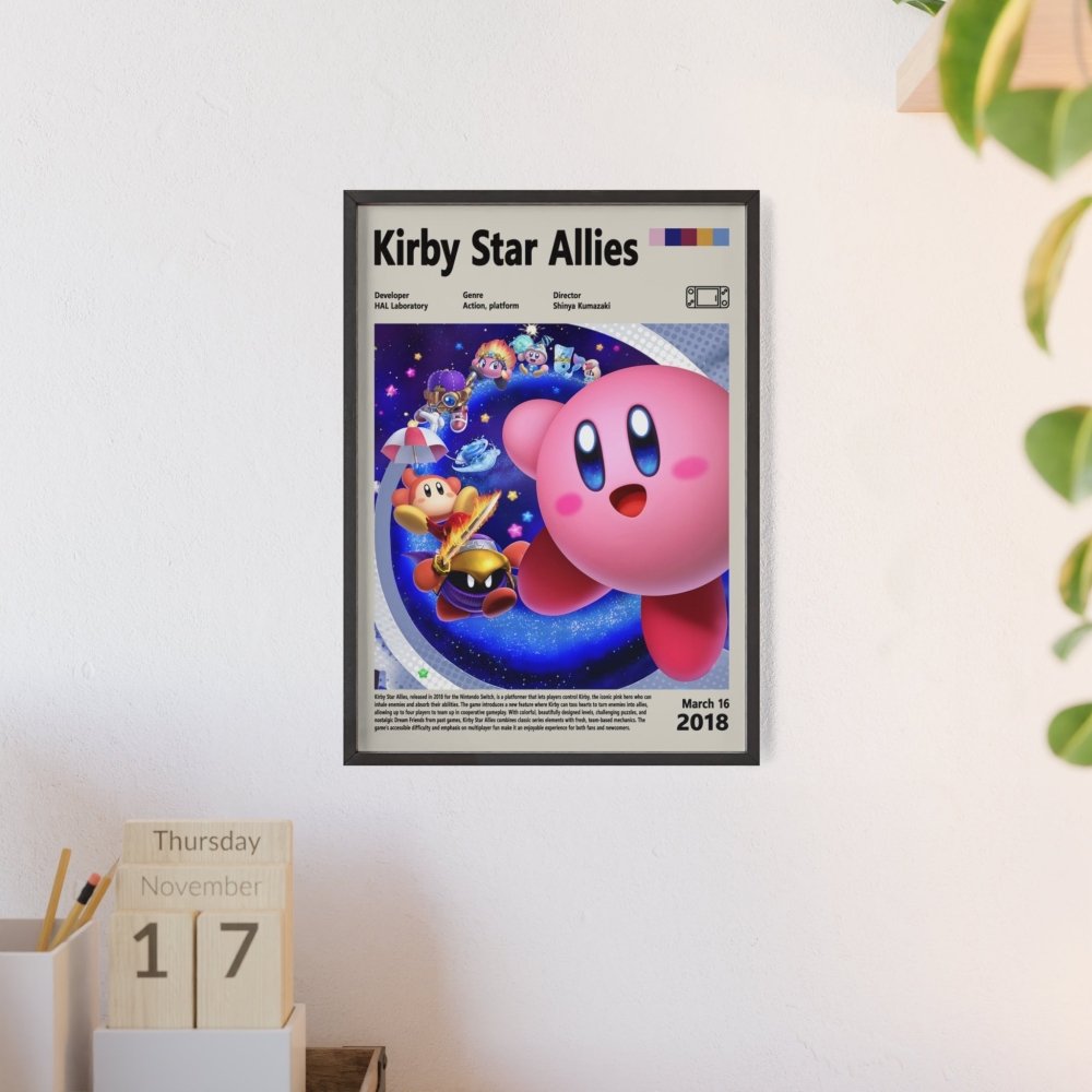 Kirby Star Allies 2018 - Video Game Info minimalist Poster - Poster Kingz