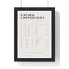 Kitchen Conversion Chart print framed in a black frame, ready to hang