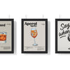 Build Your Own Kitchen Print Set - set of Old Fashioned Cocktail Poster – Vintage Whiskey Drink Print – Framed or Unframed, Aperol Spritz Cocktail Poster – Modern Bar Wall Art – Framed or Unframed, Funny Wine Poster – Say When Print for Kitchen & Bar