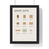 Knife Cuts print framed in a black frame, ready to hang