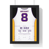 Kobe Bryant 81 Points 2006 Poster - Los Angeles Lakers 8 White Jersey Print framed in a black frame, ready to hang