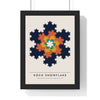 Koch Snowflake print framed in a black frame, ready to hang