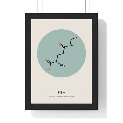 L-Theanine Molecule print framed in a black frame, ready to hang