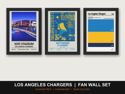 Los Angeles Chargers Fan Wall Set | SoFi Stadium Print, Stadium Map & Team Colours
