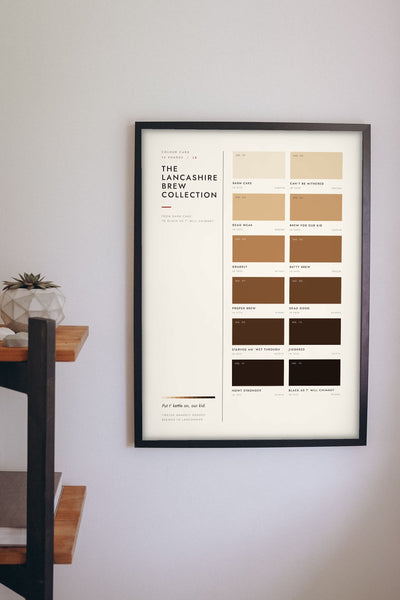 Lancashire Brew Colour Chart framed on a wall