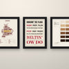 Lancashire Sayings Set of 3 Prints framed side by side on a wall