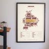 Lancashire Sayings Print framed on a wall