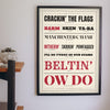 Lancashire Slang Print framed on a wall
